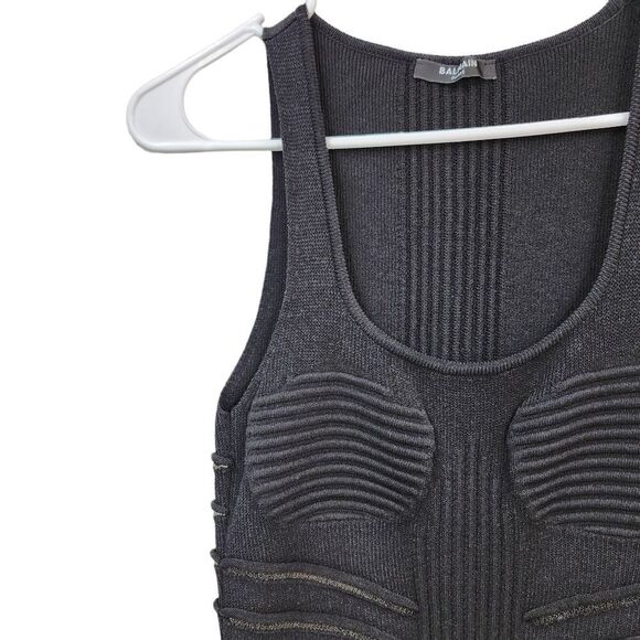 Balmain Women's Viscose Blend Rib Knit Cutout Long Dress - Picture 3 of 9